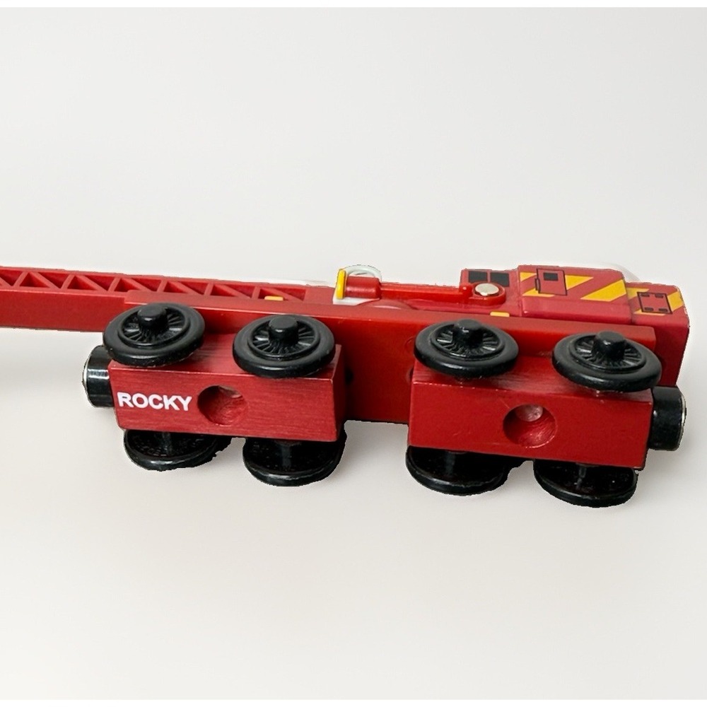 ⁠Thomas Wooden Railway Crane ROCKY Train Car 2003 Wood Learning Curve GUC - Picture 8 of 10